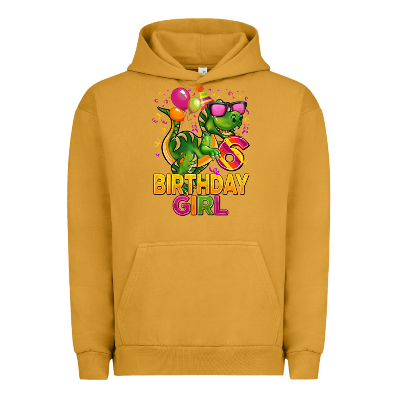 6th Birthday Girl T Rex Pink Urban Hoodie by CowGirlArtShop | Teevron