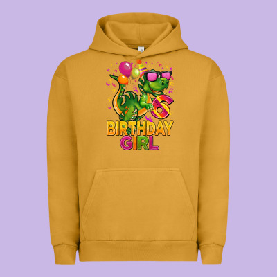 6th Birthday Girl T Rex Pink Urban Hoodie Designed By Cowgirlartshop
