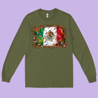 Christmas Lights Mexican Flag Long Sleeve Tee Designed By Jasminsmagicworld