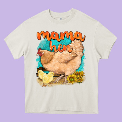 Mama Hen With Sunflowers Heavy Core Tee Designed By Texasbilliewilder