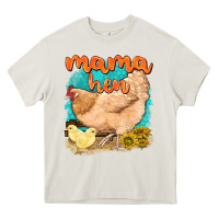 Cream mama hen with sunflowers Heavy Core Tee - texasbilliewilder