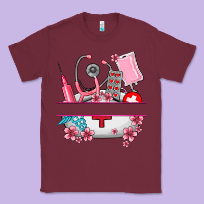 Custom Name Nurse Hat And Elements Classic Tee Designed By Adodesignshop