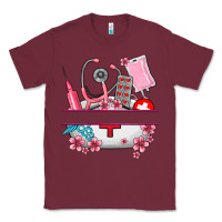 Burgundy custom name nurse hat and elements Classic Tee - AdoDesignShop