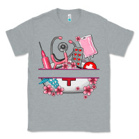 Heather Grey custom name nurse hat and elements Classic Tee - AdoDesignShop
