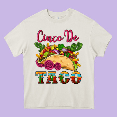 Cinco De Taco Heavy Core Tee Designed By Artiststas