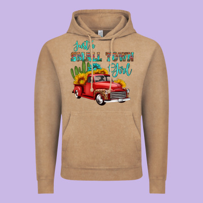 Just A Small Town Girl With Car Vintage Hoodie Designed By Hra Design Shop