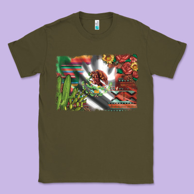 Mexico Flag Sunflowers Roses And Cactus With Serape Aztec And Leopard Classic Tee Designed By Artiststas