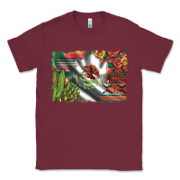 Burgundy mexico flag sunflowers roses and cactus with serape aztec and leopard Classic Tee - Artiststas