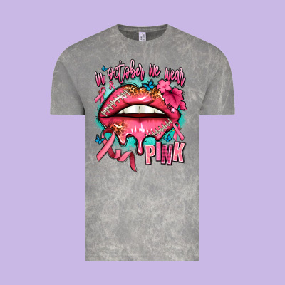 In October We Wear Pink  Lips Vintage Tee Designed By Adodesignshop