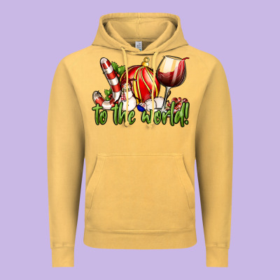 Joy To The World Christmas Wine Vintage Hoodie Designed By Fadigitalartstudio