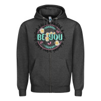 Charcoal Heather be you inspiration Zipper Hoodie - MaliasSmallBusiness