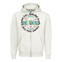 Oatmeal Heather be you inspiration Zipper Hoodie - MaliasSmallBusiness