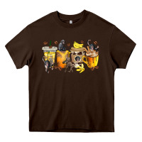 Chocolate Brown monkey coffee cups Heavy Core Tee - texasbilliewilder