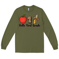 Army Green hello first grade leopard 3200x2400 Long Sleeve Tee - AdoDesignShop