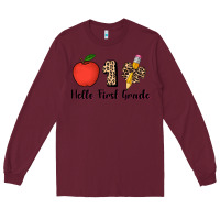 Burgundy hello first grade leopard 3200x2400 Long Sleeve Tee - AdoDesignShop