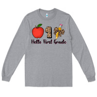 Heather Grey hello first grade leopard 3200x2400 Long Sleeve Tee - AdoDesignShop