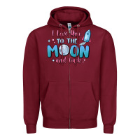 Burgundy i love you to the moon and back Zipper Hoodie - MaliasSmallBusiness