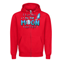 Red i love you to the moon and back Zipper Hoodie - MaliasSmallBusiness