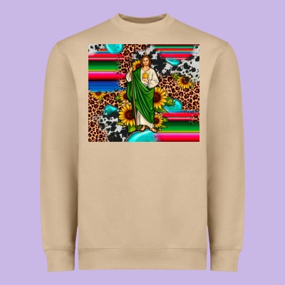 San Judas Leopard Cowhide Gemstone Heavyweight Sweatshirt Designed By Jahusdesignshop