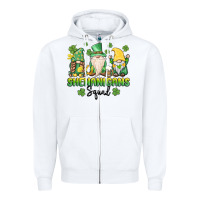 White shenanigans squad gnomes st. patricks day Zipper Hoodie - MaliasSmallBusiness