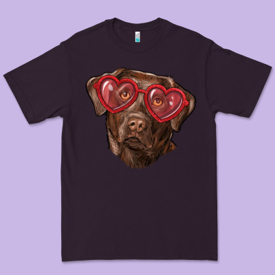 Premium Tee labrador retriever with love glass