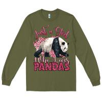 Army Green just a girl who loves pandas Long Sleeve Tee - LillyAllenDesigns