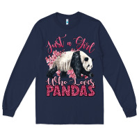 Navy just a girl who loves pandas Long Sleeve Tee - LillyAllenDesigns