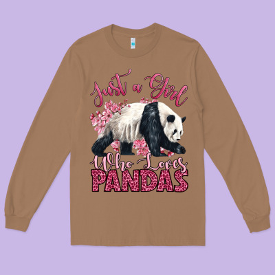 Just A Girl Who Loves Pandas Long Sleeve Tee Designed By Lillyallendesigns
