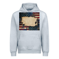 Heather Grey American flag add your text Urban Hoodie - CowGirlArtShop
