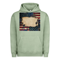 Pigment Oil Green American flag add your text Urban Hoodie - CowGirlArtShop
