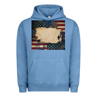 Pigment Pebble Blue American flag add your text Urban Hoodie - CowGirlArtShop