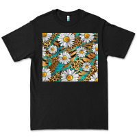 Black Leopard And Tiger Daisy Premium Tee - RanaPortraitStore