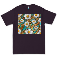 Plum Leopard And Tiger Daisy Premium Tee - RanaPortraitStore