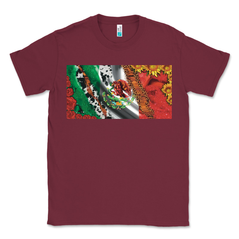 Mexico Flag Cowhide Leopard Sunflower And Roses Licanse  Plate Classic Tee by Artiststas | Teevron