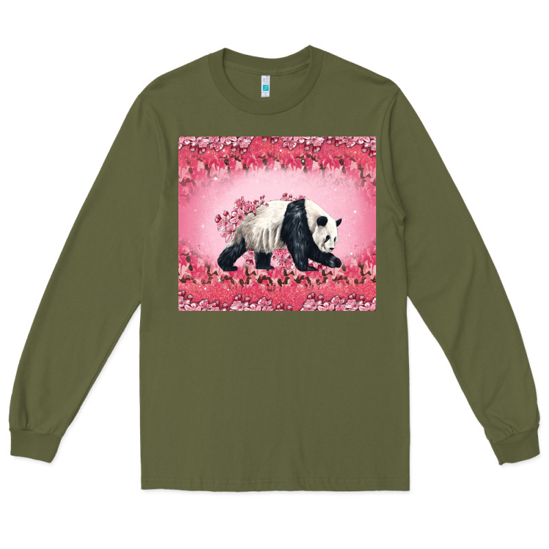 Panda With Sakura Blooms Long Sleeve Tee by LillyAllenDesigns | Teevron