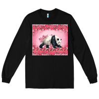 Black Panda With Sakura Blooms Long Sleeve Tee - LillyAllenDesigns