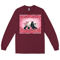 Burgundy Panda With Sakura Blooms Long Sleeve Tee - LillyAllenDesigns
