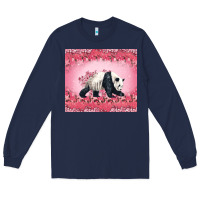 Navy Panda With Sakura Blooms Long Sleeve Tee - LillyAllenDesigns