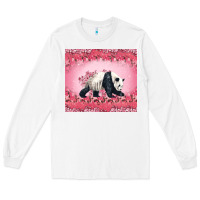 White Panda With Sakura Blooms Long Sleeve Tee - LillyAllenDesigns