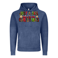 Vintage Denim just a girl who loves christmas with cookies Vintage Hoodie - FaDigitalArtStudio