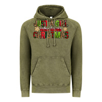 Vintage Olive just a girl who loves christmas with cookies Vintage Hoodie - FaDigitalArtStudio