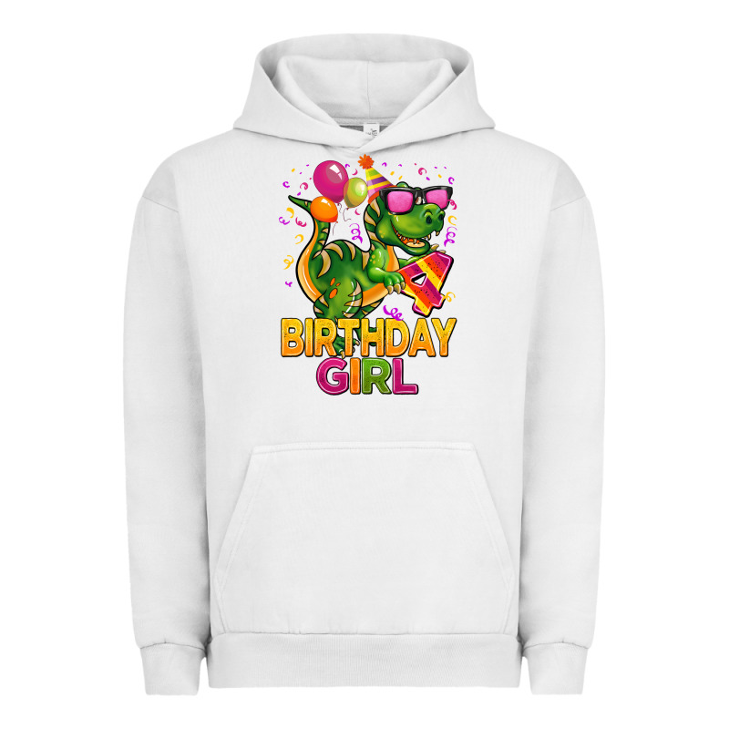 4th Birthday Girl T Rex Pink Urban Hoodie by CowGirlArtShop | Teevron