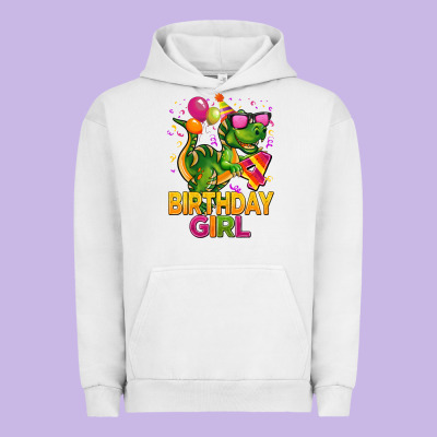 4th Birthday Girl T Rex Pink Urban Hoodie Designed By Cowgirlartshop
