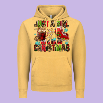 Just A Girl Who Loves Christmas Vintage Hoodie Designed By Fadigitalartstudio