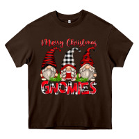 Chocolate Brown merry christmas gnomies Heavy Core Tee - Zillion Design Studio