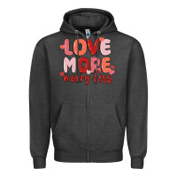 Charcoal Heather love more worry less Zipper Hoodie - MaliasSmallBusiness
