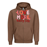 Chestnut love more worry less Zipper Hoodie - MaliasSmallBusiness