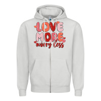 Dove Grey love more worry less Zipper Hoodie - MaliasSmallBusiness