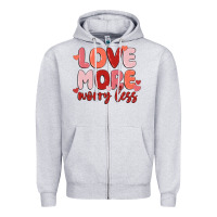 Heather Grey love more worry less Zipper Hoodie - MaliasSmallBusiness