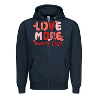 Navy love more worry less Zipper Hoodie - MaliasSmallBusiness